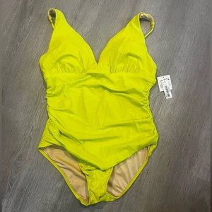 NWT Amazon Essentials Yellow 1 Pc Swimsuit 50+SPF Sz 14